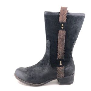 UGG Jaspan Black Leather Mid Calf Boots 9